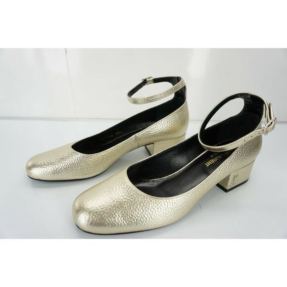 Saint Laurent Gold Leather Babies Ankle Strap Pumps Size 36.5 YSL - Picture 4 of 12